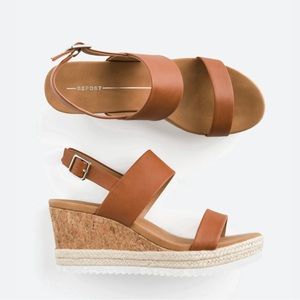 REPORT Wedges, Size 7, Cognac, Excellent Condition, Worn Once